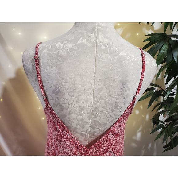 Elan Double V-Neck Boho Asymmetrical Maxi Dress Size S Floral Paisley Pockets - Picture 7 of 11